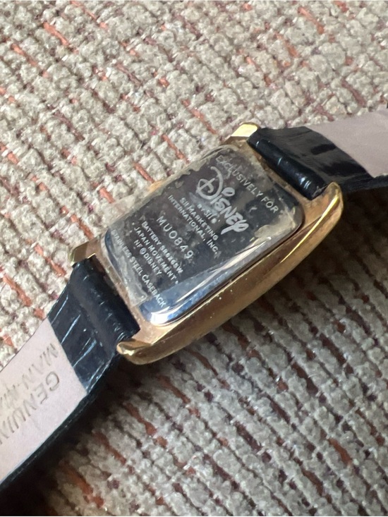 Mickey Mouse Gold-Tone Rectangular Watch with Black Strap main image 5